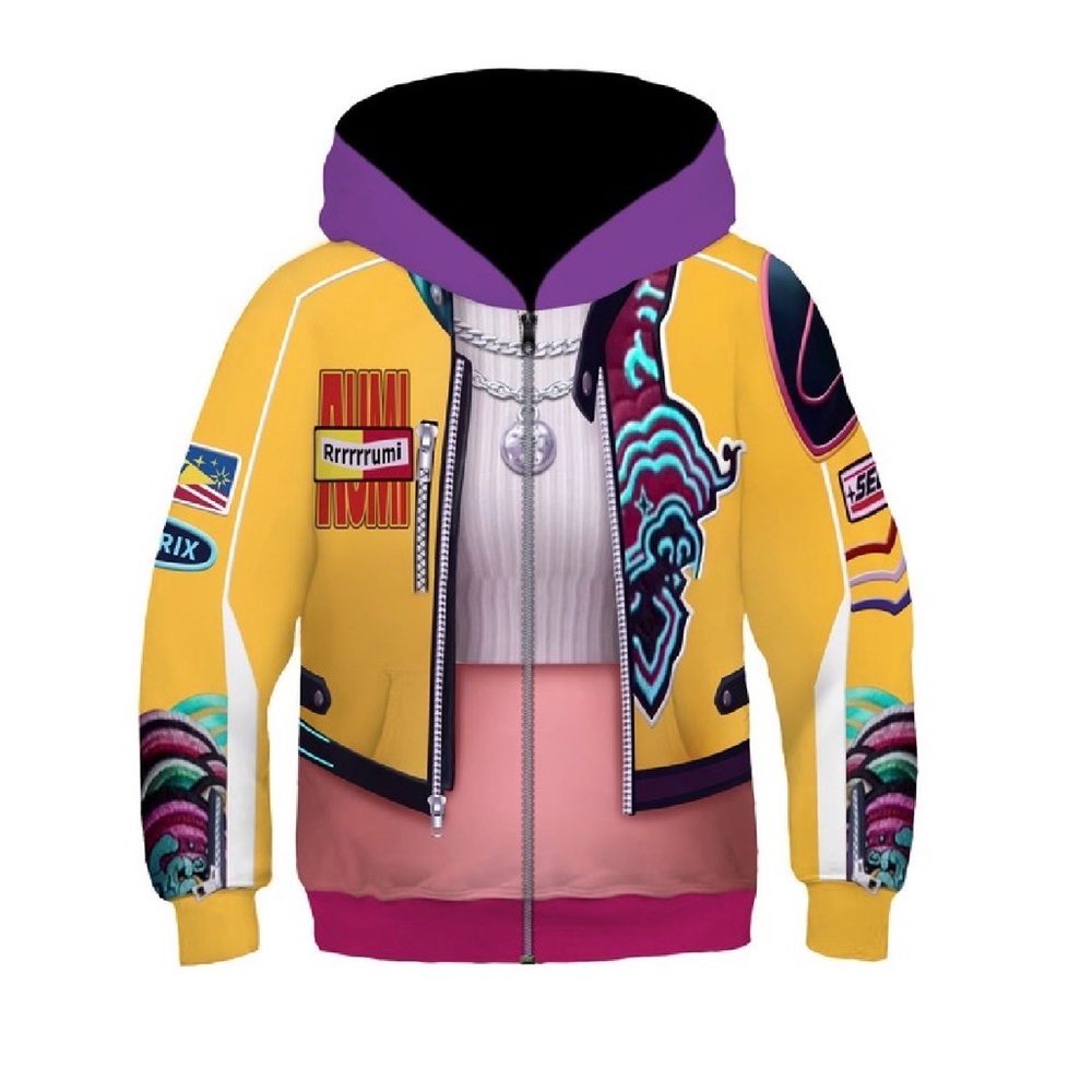 Kpop Demon Bunter Hoodie with Graphic Design Rumi Jacket inspired 9-12yr